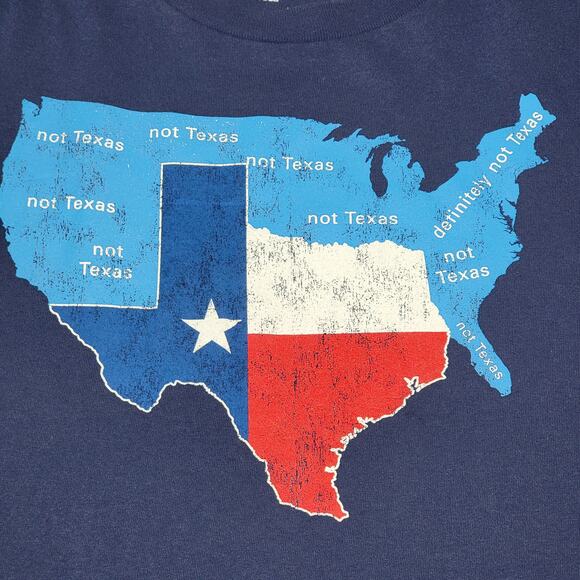 American Summer Dark Blue Unisex Tee "Texas/Not Texas" Map - Size 3XL (54-56) - Picture 2 of 4